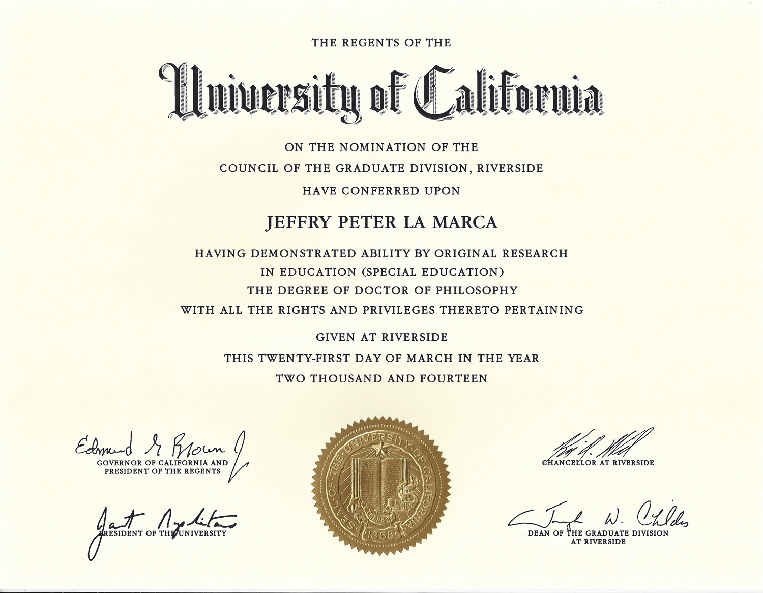 phd degree programs in california